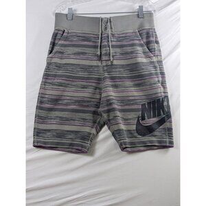 Vintage Nike F.C. Mens Small Striped Knit Gray Purple Pull‎ On Bike Shorts